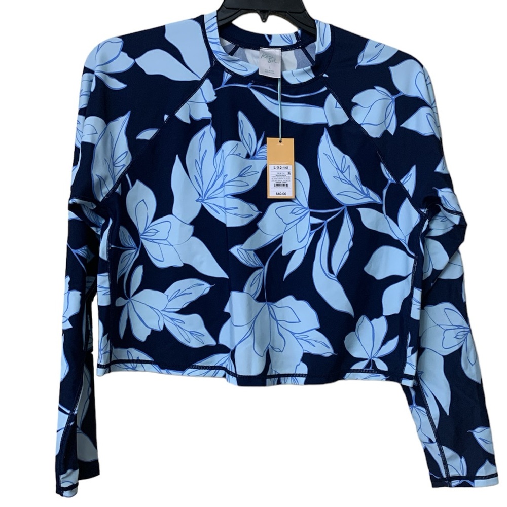 Girls Kon sol blue long sleeve swim top